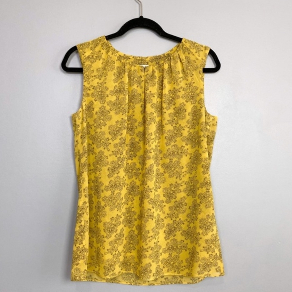 CAbi Paisley Yellow Gold & Black Sleeveless Layered Top Style # 3617